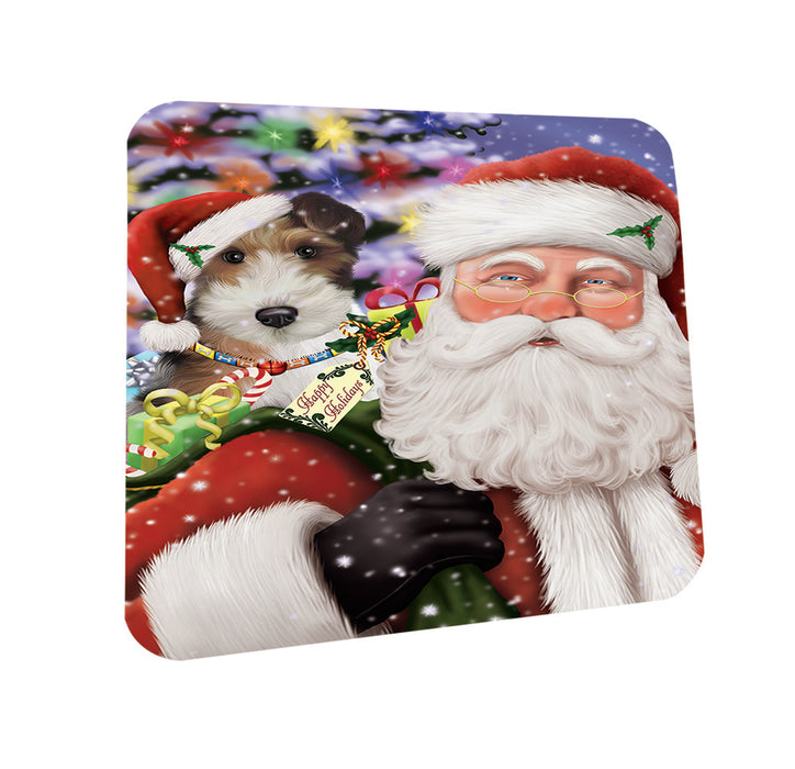 Santa Carrying Wire Fox Terrier Dog and Christmas Presents Coasters Set of 4 CST53670