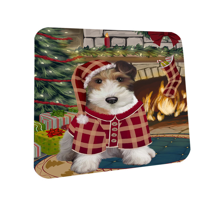 The Stocking was Hung Wire Fox Terrier Dog Coasters Set of 4 CST55621