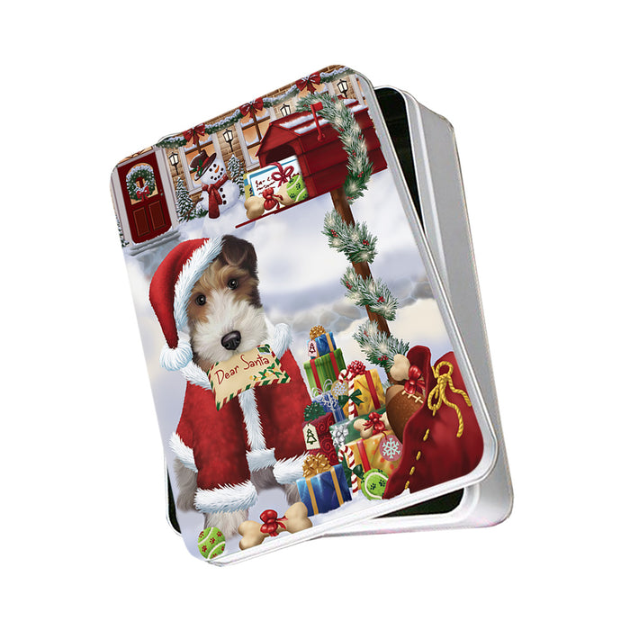 Wire Fox Terrier Dog Dear Santa Letter Christmas Holiday Mailbox Photo Storage Tin PITN53562