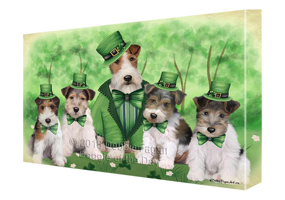 St. Patricks Day Irish Portrait Wire Fox Terrier Dogs Canvas Print Wall Art Décor CVS135989