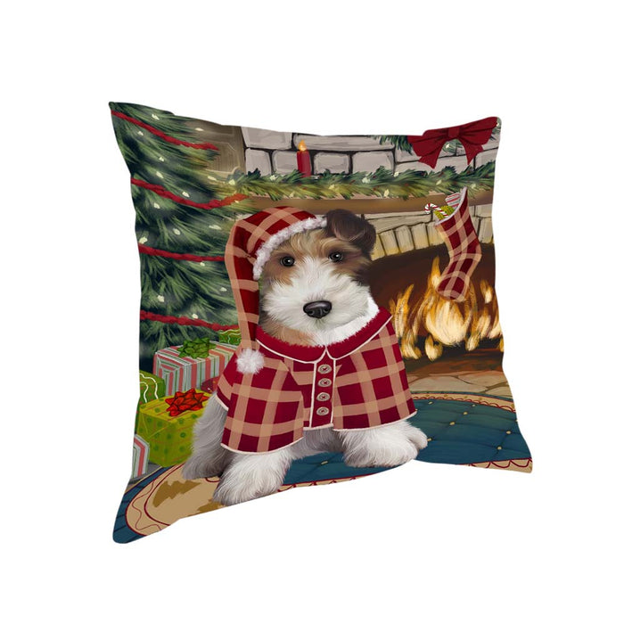 The Stocking was Hung Wire Fox Terrier Dog Pillow PIL71580