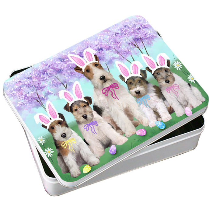 Easter Holiday Wire Fox Terriers Dog Photo Storage Tin PITN56900