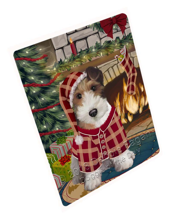 The Stocking was Hung Wire Fox Terrier Dog Large Refrigerator / Dishwasher Magnet RMAG96246