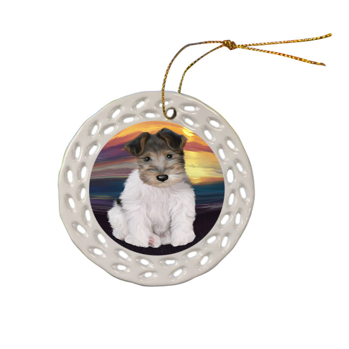 Wire Fox Terrier Dog Ceramic Doily Ornament DPOR52808