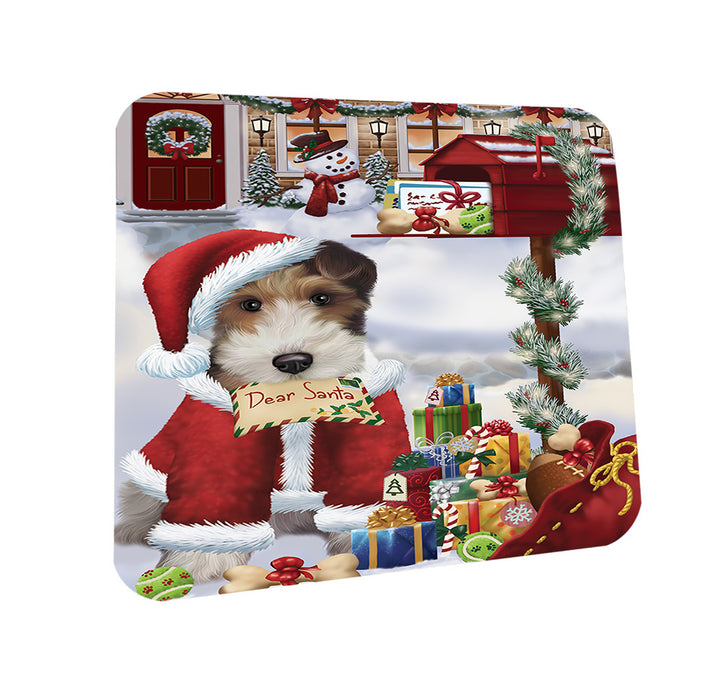 Wire Fox Terrier Dog Dear Santa Letter Christmas Holiday Mailbox Coasters Set of 4 CST53520
