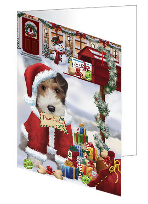 Wire Fox Terrier Dog Dear Santa Letter Christmas Holiday Mailbox Handmade Artwork Assorted Pets Greeting Cards and Note Cards with Envelopes for All Occasions and Holiday Seasons GCD64715