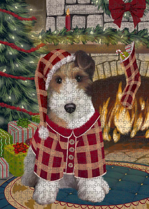 The Stocking was Hung Wire Fox Terrier Dog Puzzle with Photo Tin PUZL90856