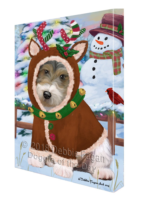 Christmas Gingerbread House Candyfest Wire Fox Terrier Dog Canvas Print Wall Art Décor CVS131633