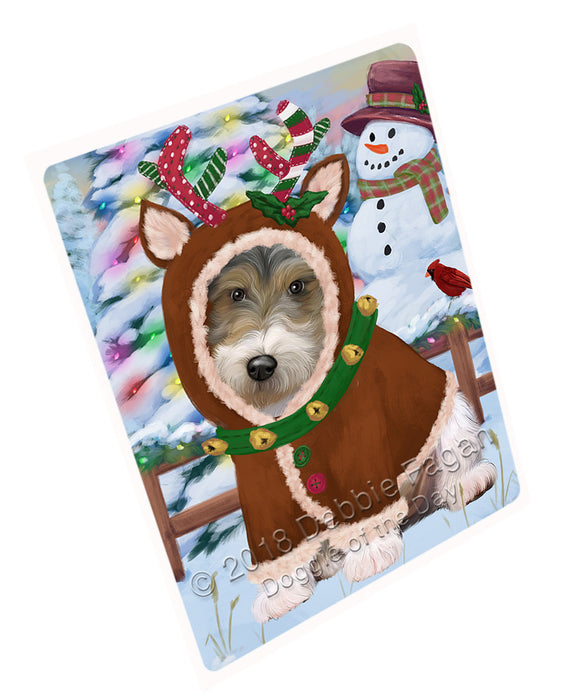 Christmas Gingerbread House Candyfest Wire Fox Terrier Dog Large Refrigerator / Dishwasher Magnet RMAG101874