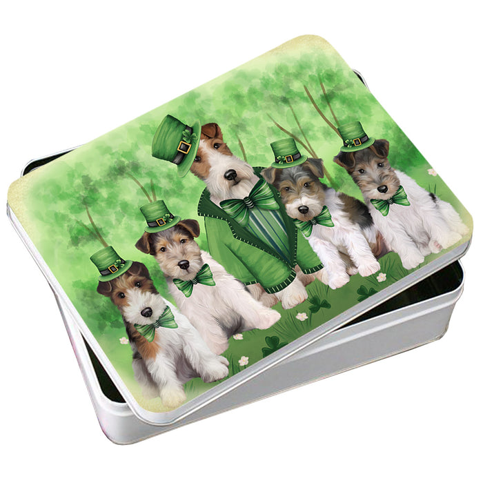 St. Patricks Day Irish Portrait Wire Fox Terrier Dogs Photo Storage Tin PITN57004