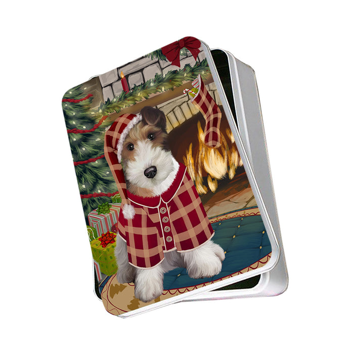 The Stocking was Hung Wire Fox Terrier Dog Photo Storage Tin PITN55606