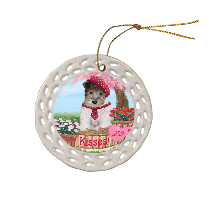 Rosie 25 Cent Kisses Wire Fox Terrier Dog Ceramic Doily Ornament DPOR56625