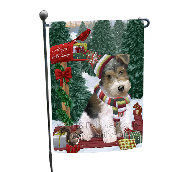 Merry Christmas Woodland Sled Wire Fox Terrier Dog Garden Flag GFLG55367