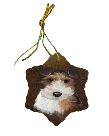 Rustic Wire Fox Terrier Dog Star Porcelain Ornament SPOR54496