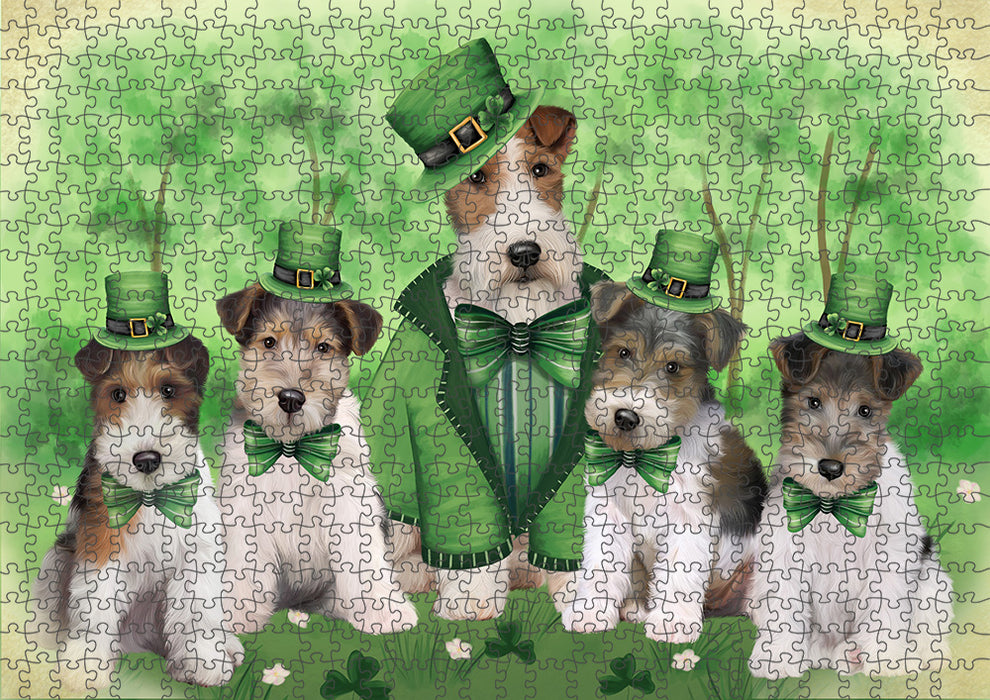 St. Patricks Day Irish Portrait Wire Fox Terrier Dogs Portrait Jigsaw Puzzle for Adults Animal Interlocking Puzzle Game Unique Gift for Dog Lover's with Metal Tin Box PZL104