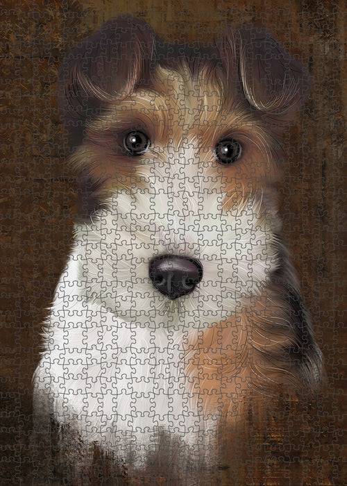 Rustic Wire Fox Terrier Dog Puzzle with Photo Tin PUZL85176