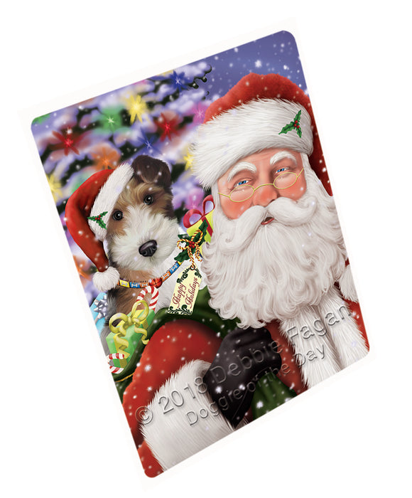 Santa Carrying Wire Fox Terrier Dog and Christmas Presents Large Refrigerator / Dishwasher Magnet RMAG83154