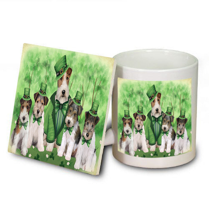 St. Patricks Day Irish Portrait Wire Fox Terrier Dogs Mug and Coaster Set MUC57053