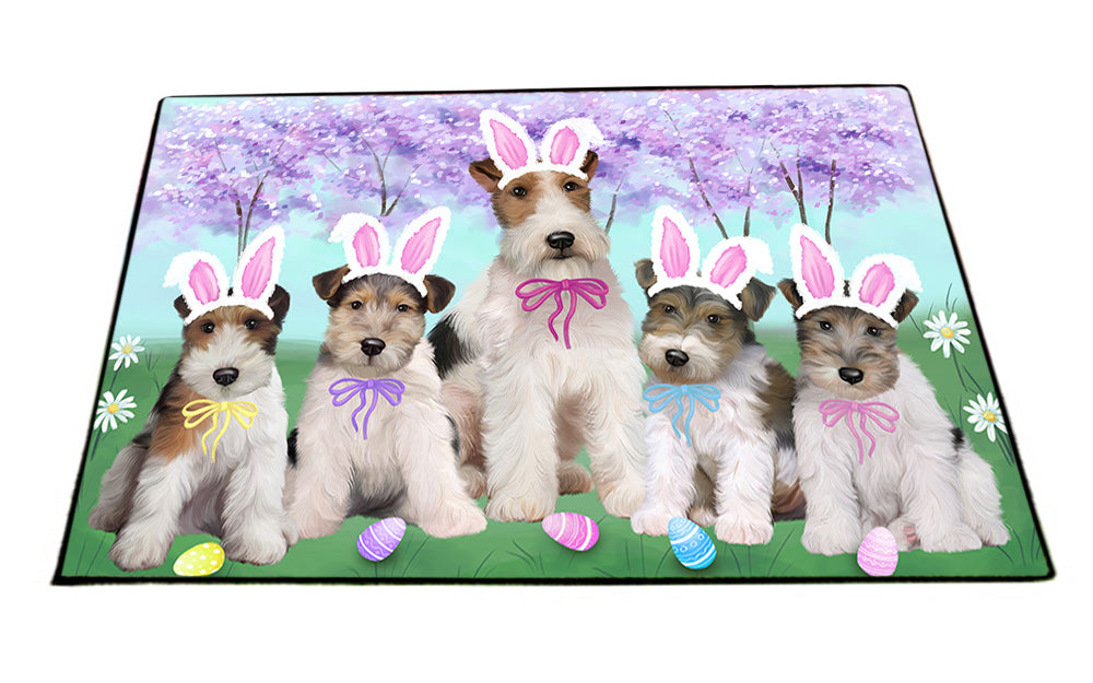 Easter Holiday Wire Fox Terriers Dog Floormat FLMS53799