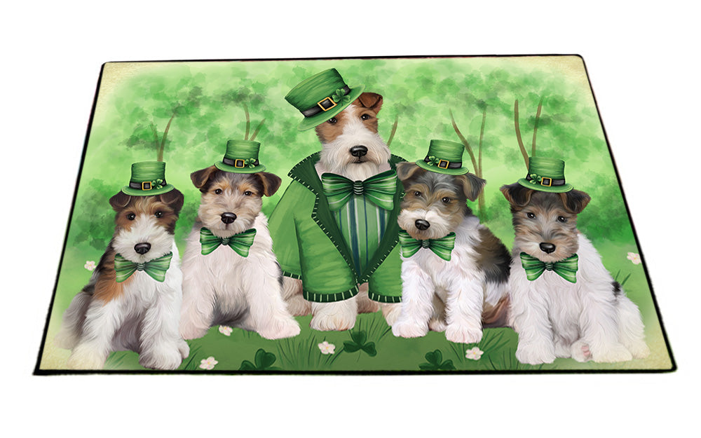 St. Patricks Day Irish Portrait Wire Fox Terrier Dogs Floormat FLMS54251