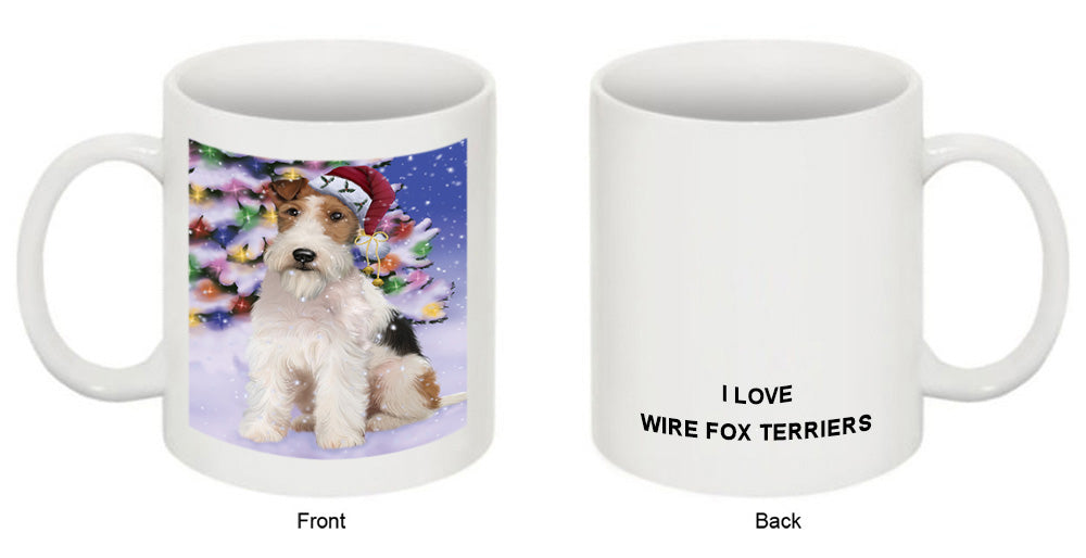Winterland Wonderland Wire Fox Terrier Dog In Christmas Holiday Scenic Background Coffee Mug MUG49188