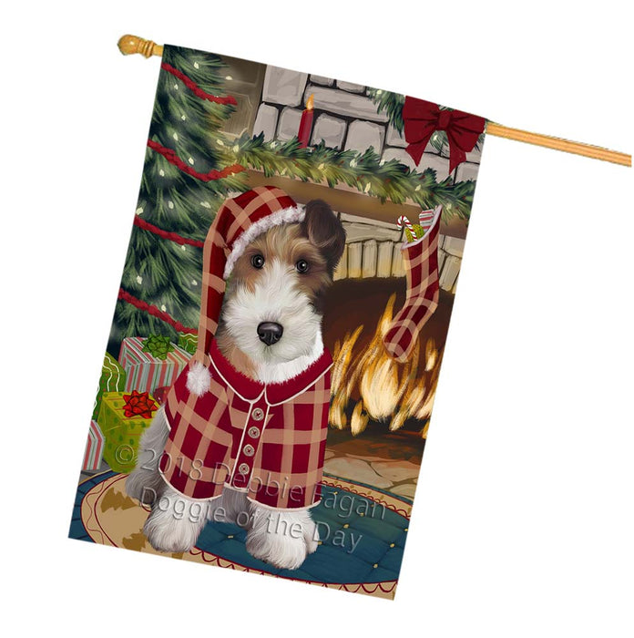 The Stocking was Hung Wire Fox Terrier Dog House Flag FLG56092