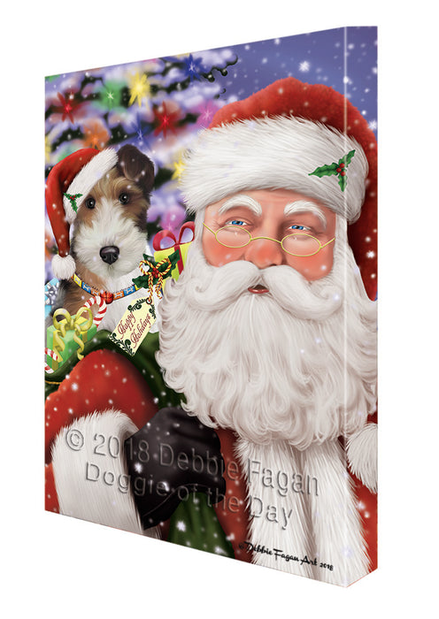 Santa Carrying Wire Fox Terrier Dog and Christmas Presents Canvas Print Wall Art Décor CVS101258