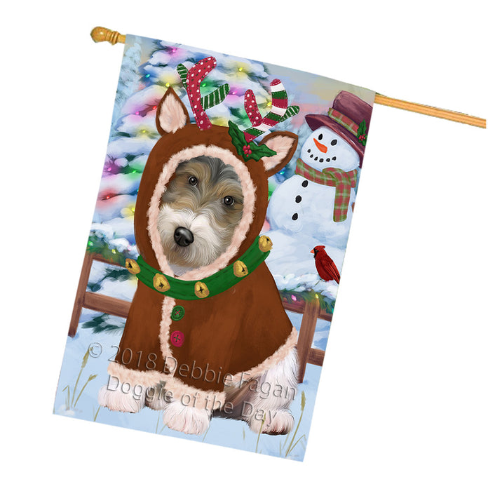Christmas Gingerbread House Candyfest Wire Fox Terrier Dog House Flag FLG57285