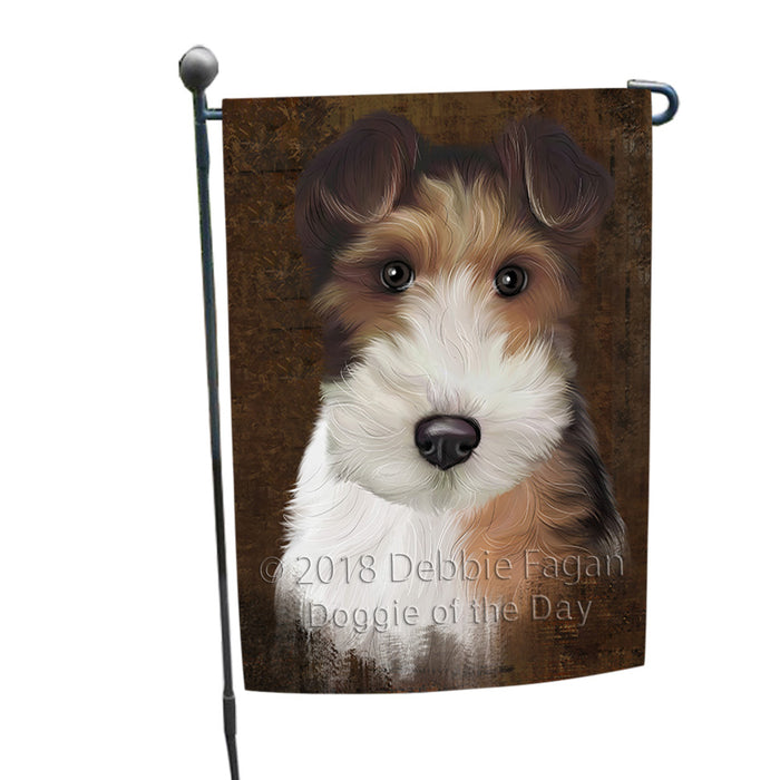 Rustic Wire Fox Terrier Dog Garden Flag GFLG54567