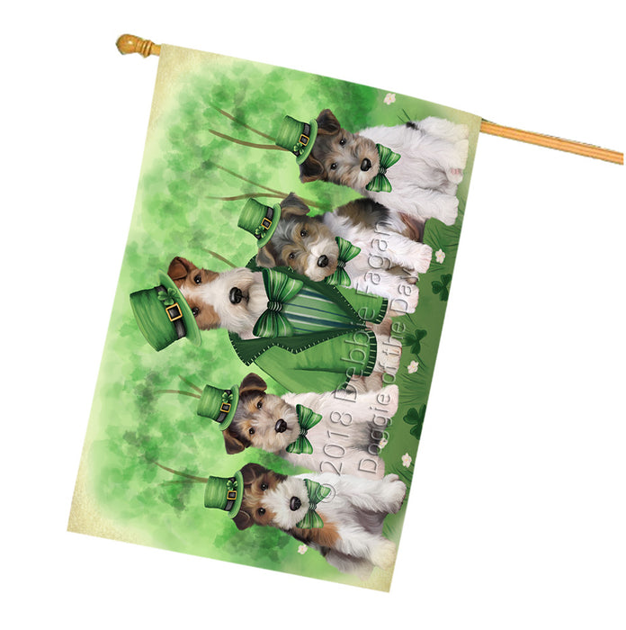 St. Patricks Day Irish Portrait Wire Fox Terrier Dogs House Flag FLG65085