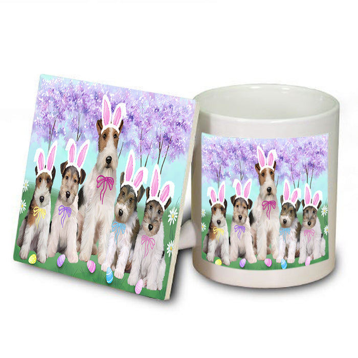 Easter Holiday Wire Fox Terriers Dog Mug and Coaster Set MUC56949