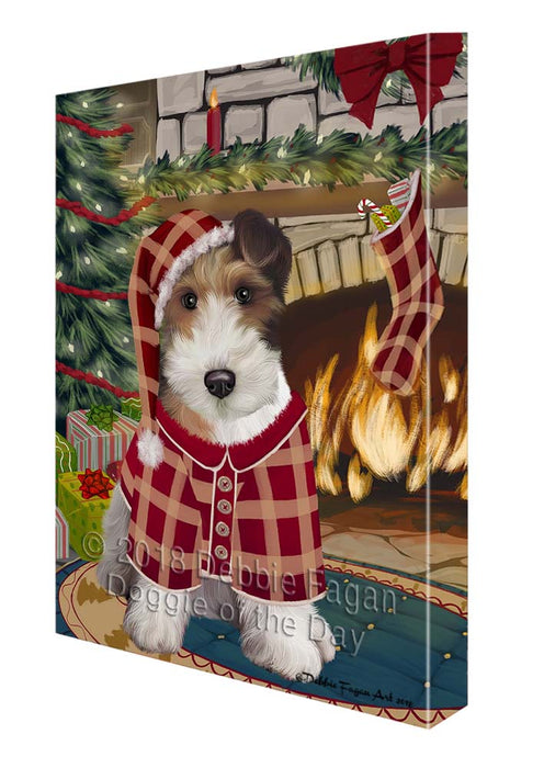 The Stocking was Hung Wire Fox Terrier Dog Canvas Print Wall Art Décor CVS120896
