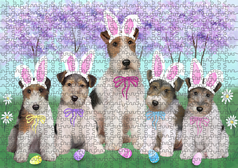 Easter Holiday Wire Fox Terriers Dog Puzzle  PUZL96056