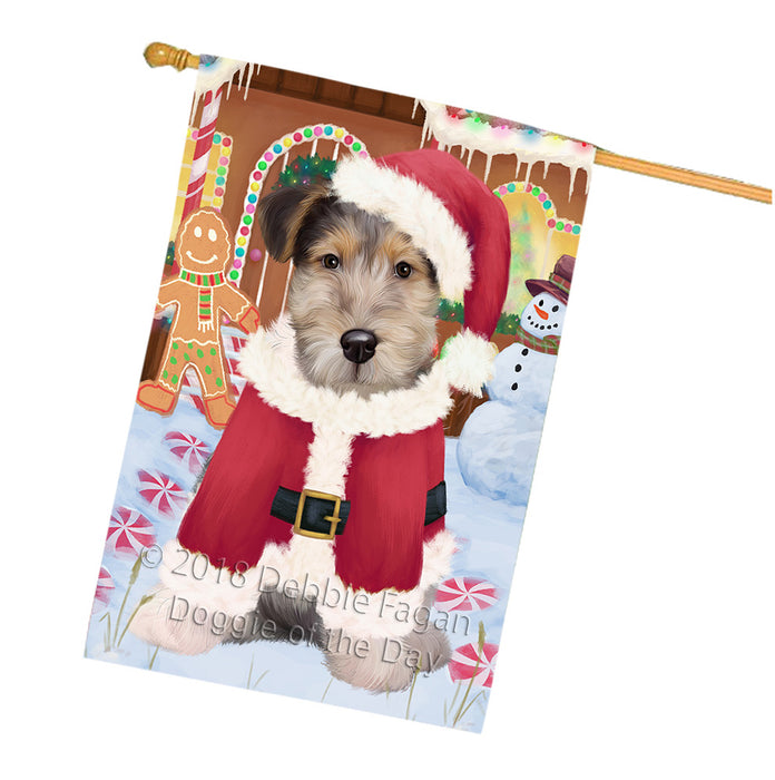 Christmas Gingerbread House Candyfest Wire Fox Terrier Dog House Flag FLG57286