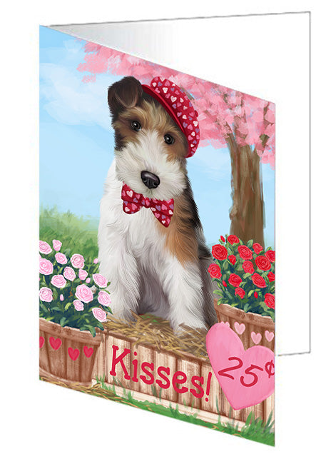 Rosie 25 Cent Kisses Wire Fox Terrier Dog Handmade Artwork Assorted Pets Greeting Cards and Note Cards with Envelopes for All Occasions and Holiday Seasons GCD73325