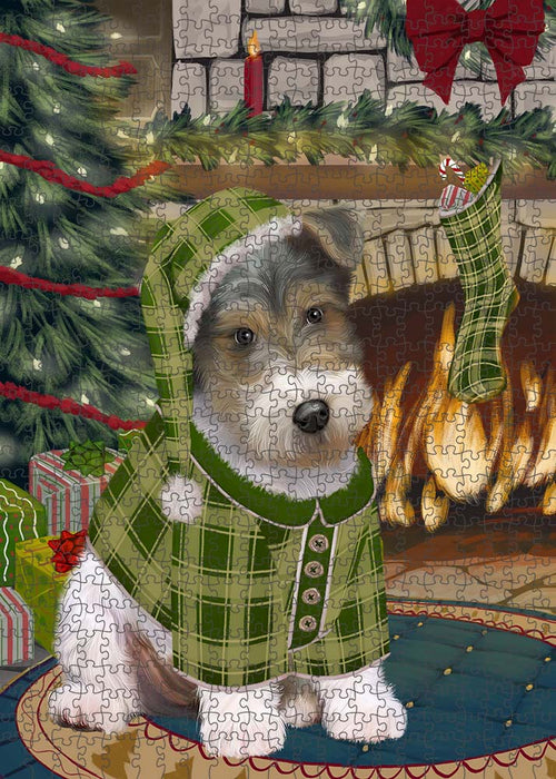 The Stocking was Hung Wire Fox Terrier Dog Puzzle with Photo Tin PUZL90860
