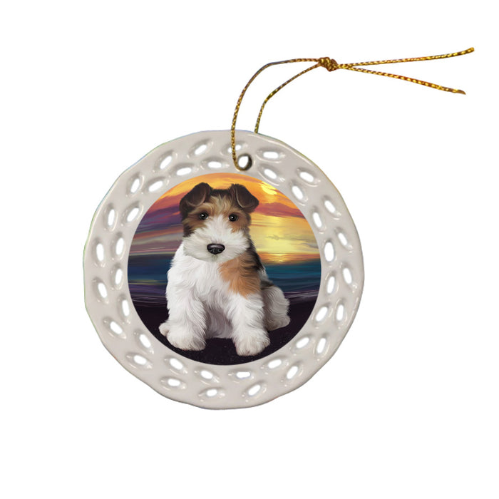 Wire Fox Terrier Dog Ceramic Doily Ornament DPOR52809
