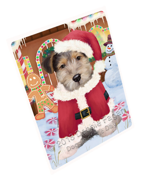 Christmas Gingerbread House Candyfest Wire Fox Terrier Dog Large Refrigerator / Dishwasher Magnet RMAG101880