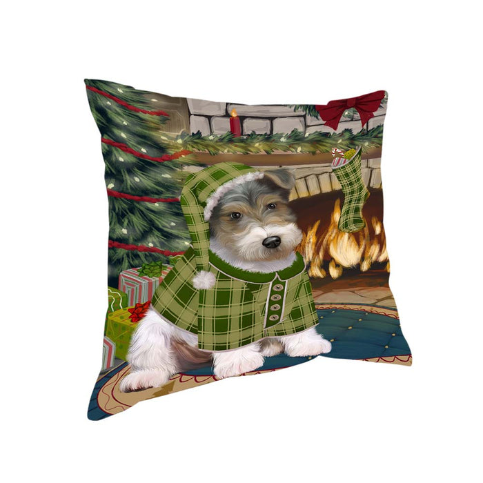The Stocking was Hung Wire Fox Terrier Dog Pillow PIL71584