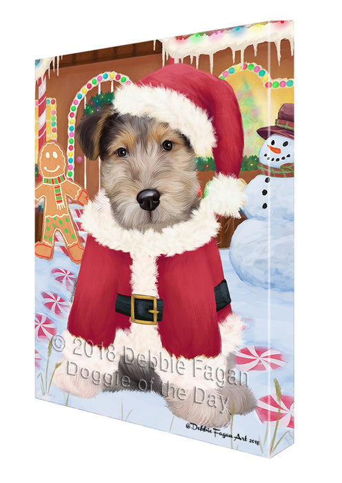 Christmas Gingerbread House Candyfest Wire Fox Terrier Dog Canvas Print Wall Art Décor CVS131642