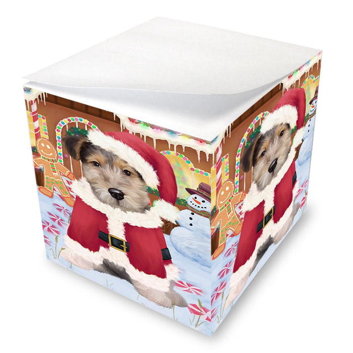 Christmas Gingerbread House Candyfest Wire Fox Terrier Dog Note Cube NOC54674