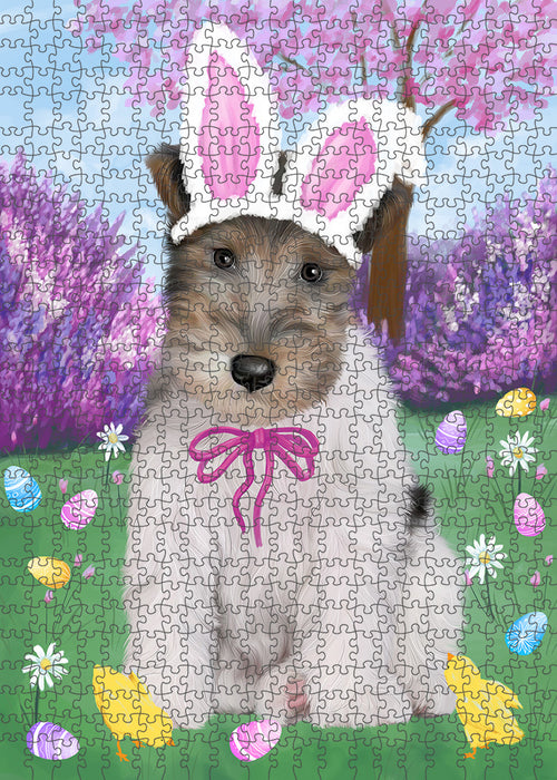 Easter Holiday Wire Fox Terrier Dog Puzzle with Photo Tin PUZL96060