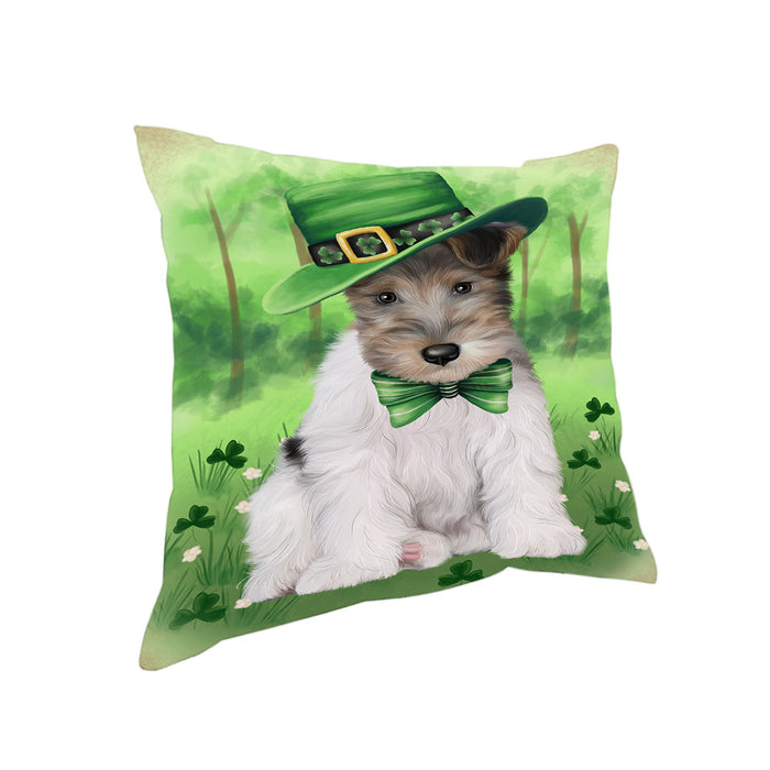 St. Patricks Day Irish Portrait Wire Fox Terrier Dog Pillow PIL86360