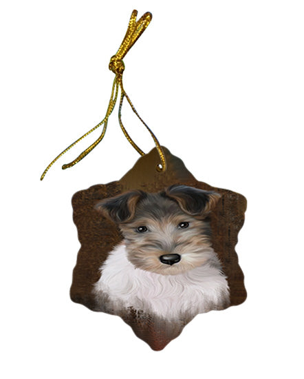 Rustic Wire Fox Terrier Dog Star Porcelain Ornament SPOR54497