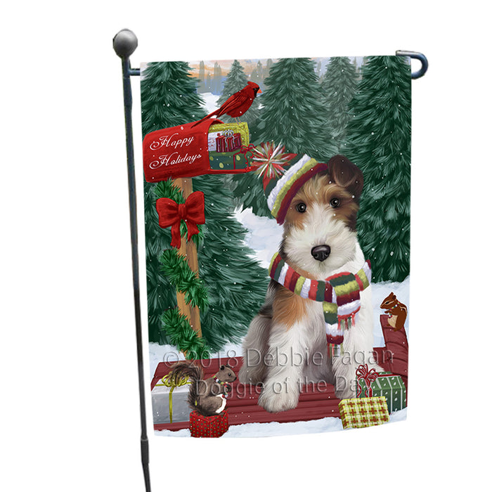 Merry Christmas Woodland Sled Wire Fox Terrier Dog Garden Flag GFLG55368