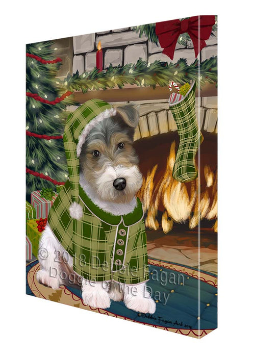 The Stocking was Hung Wire Fox Terrier Dog Canvas Print Wall Art Décor CVS120905