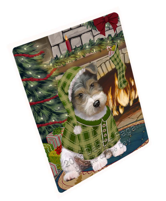The Stocking was Hung Wire Fox Terrier Dog Large Refrigerator / Dishwasher Magnet RMAG96252