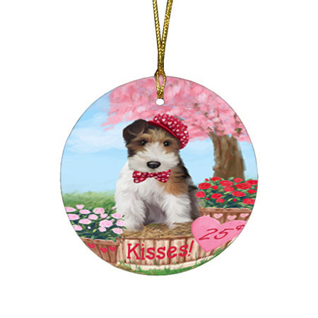 Rosie 25 Cent Kisses Wire Fox Terrier Dog Round Flat Christmas Ornament RFPOR56626