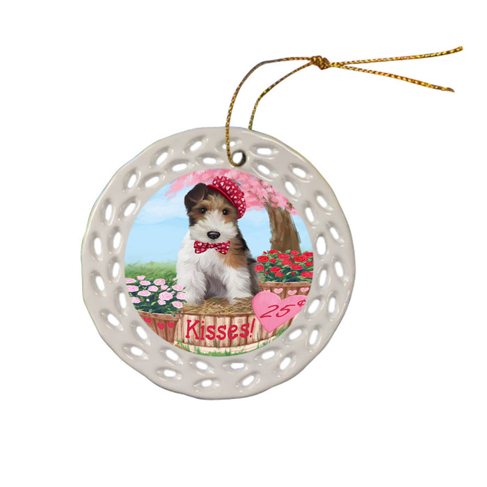 Rosie 25 Cent Kisses Wire Fox Terrier Dog Ceramic Doily Ornament DPOR56626