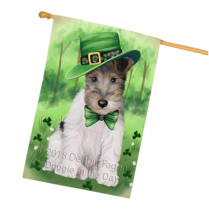 St. Patricks Day Irish Portrait Wire Fox Terrier Dog House Flag FLG65086